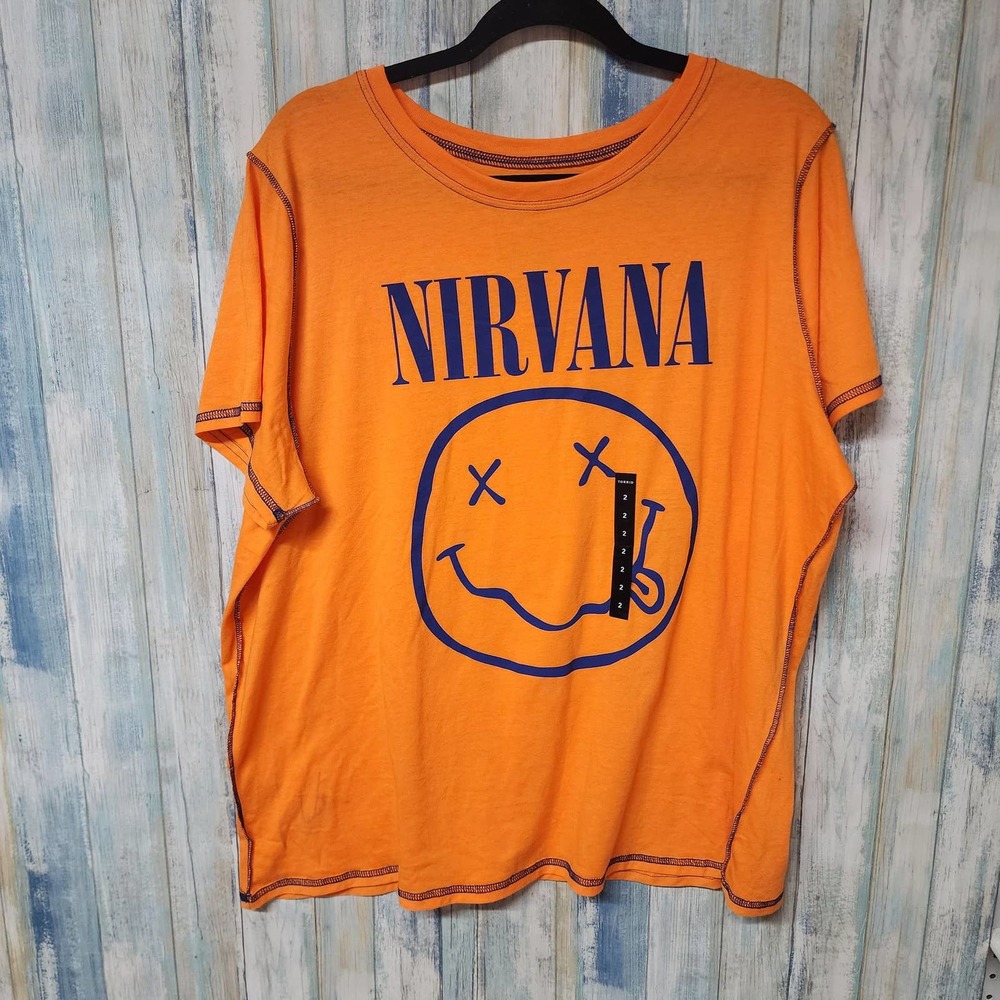 Torrid 2x Nirvana Slim Fit Orange Crew Band Tee NWT